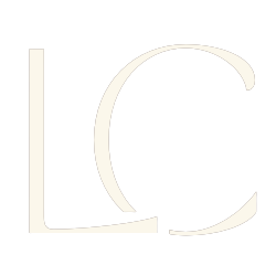 LC initials logo in beige